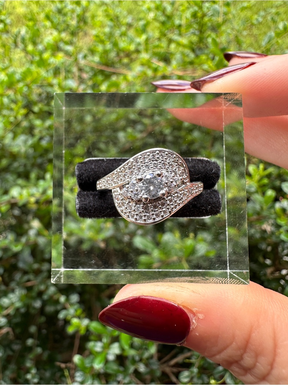Silver-Tone Pave Crystal Statement Ring - White